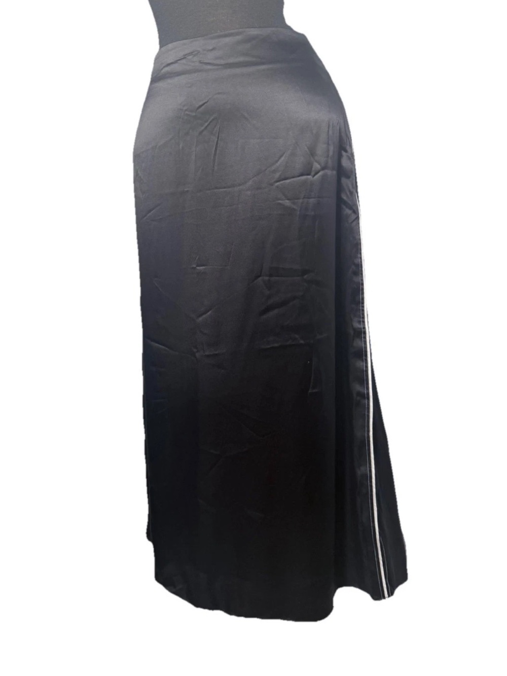 Misha Nonoo Black Silk Blend Midi Skirt XL Side Stripe NWT - Picture 2 of 6